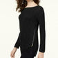 INC International Concepts Women's Waffle Knit Side Zip Tunic Sweater Black Size Petite Small