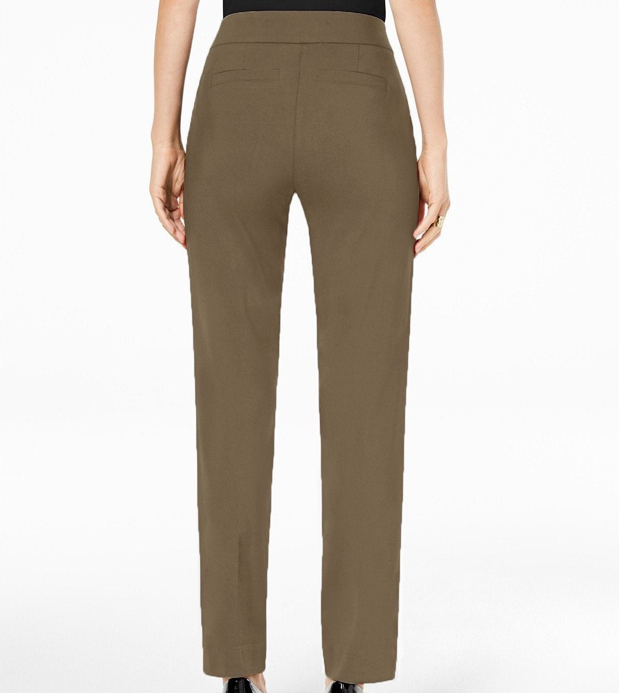 JM Collection Women's Pull-On Tummy Control Slim-Leg Pants Brown Size Large