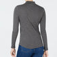 Charter Club Women's Cotton Striped Mock-Neck T-Shirt Dark Gray Size X-Large