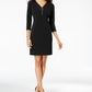 JM Women's Collection Zip-Neck A-Line Dress Black Size Small