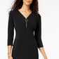 JM Women's Collection Zip-Neck A-Line Dress Black Size Small
