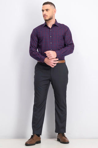 Club Room Men's Classic/Regular Fit Stretch Twill Houndstooth Plaid Dress Shirt Red Size 17.5 x 36-37"