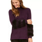 Alfani Women's Petite Faux-Fur Trim Sweater  Purple Size Petite