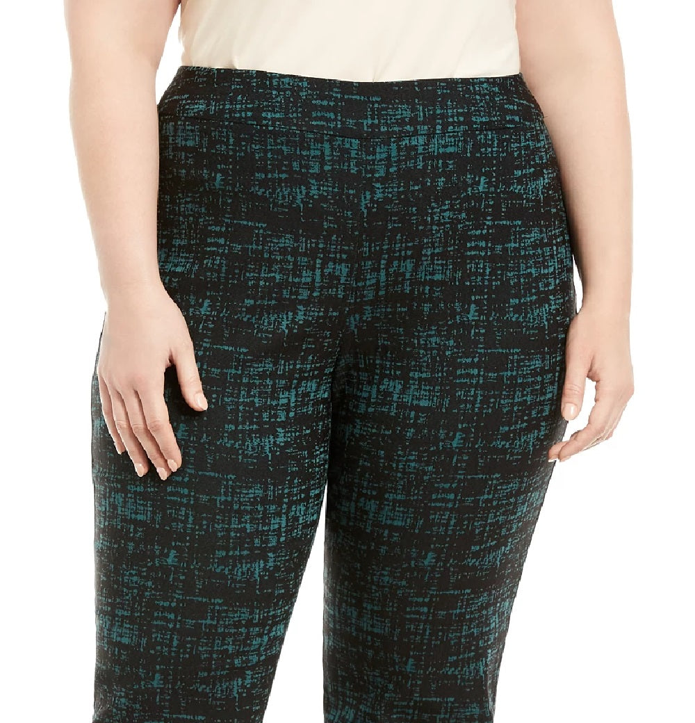 JM Collection Women's Plus Jacquard Pull On Pants Green Size 20W