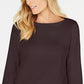 Karen Scott Women's Cotton Boat-Neck 3/4-Sleeve Knit Top Black Size Medium