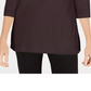 Karen Scott Women's Cotton Boat-Neck 3/4-Sleeve Knit Top Black Size Medium