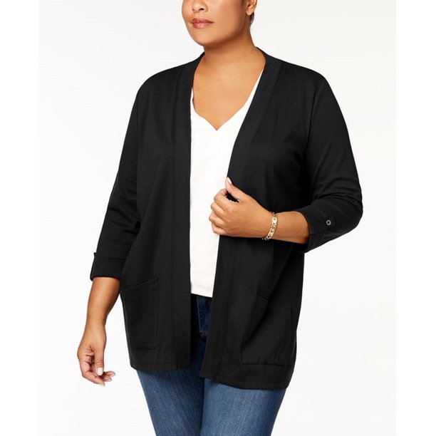 Karen Scott Women's Cotton Cozy Cardigan Black Size Small