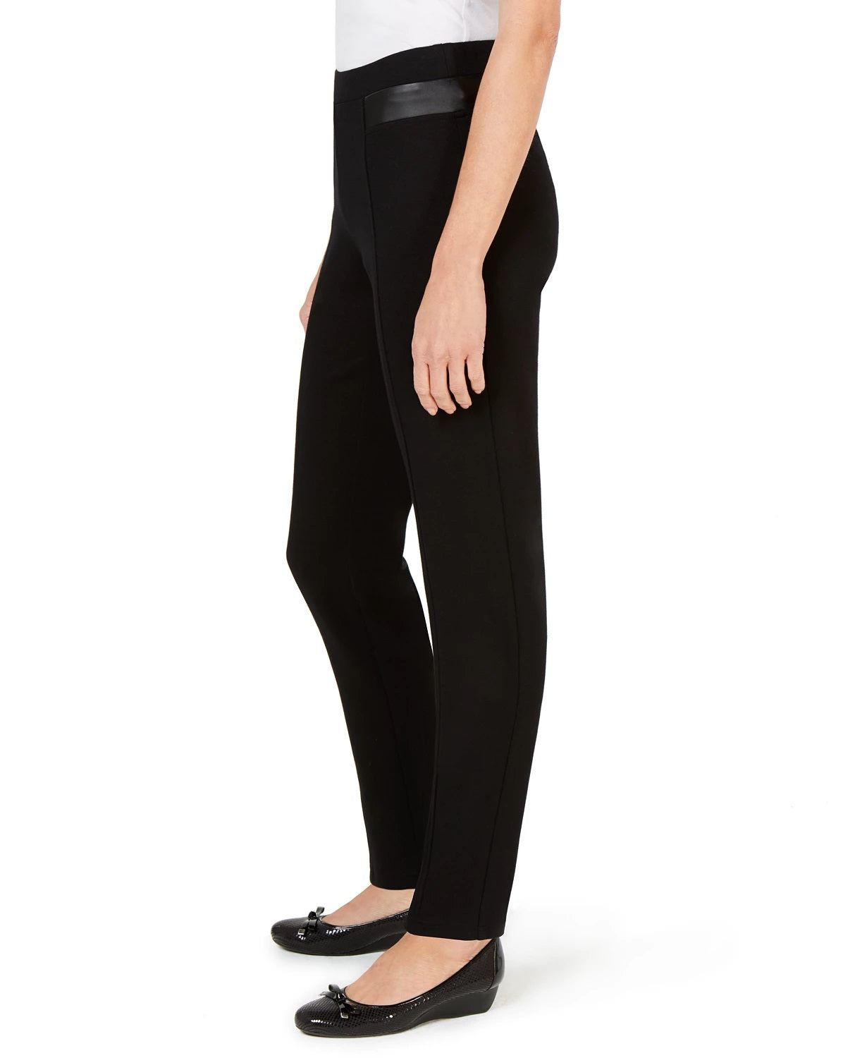 JM Collection Faux Leather Trim Ponte Knit Pants Black Size 2 Extra Large