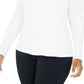 INC International Concepts Women's Plus Size Ribbed-Knit Puff-Sleeve TopWhite Size X-Large