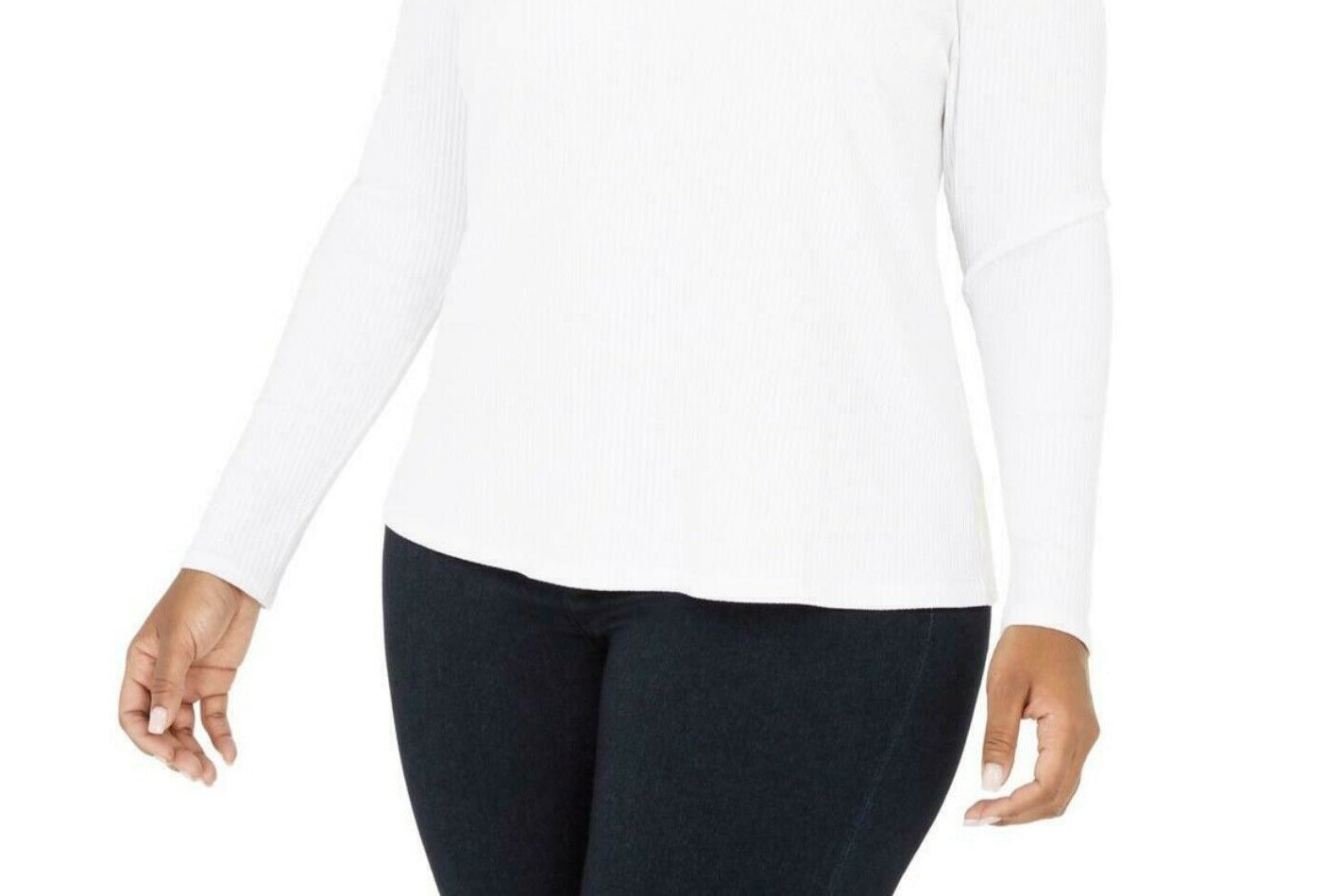 INC International Concepts Women's Plus Size Ribbed-Knit Puff-Sleeve TopWhite Size X-Large