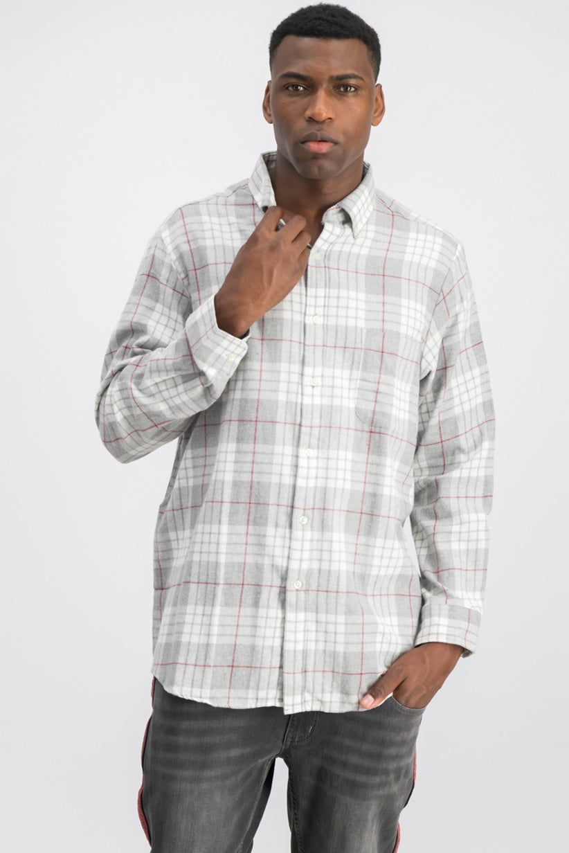 Club Room Men's Flannel Button Up Shirt Gray Size Small