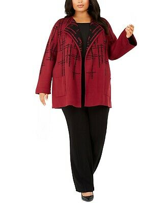 Alfani Women's Double-Knit Sweater Jacket Malbec Speckled Size X-Large