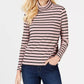 Charter Club Women's Ribbed Striped Turtleneck Pink Size Small
