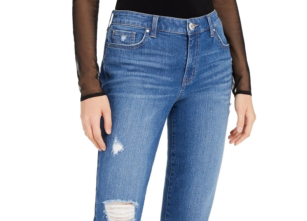 INC International Concepts Women's Curvy-Fit Boyfriend Jeans Bright Blue Size 0