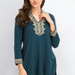 Charter Club Women's Lace-Trim Tunic Top Blue Size Medium