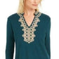 Charter Club Women's Lace-Trim Tunic Top Dark Green Size Extra Large