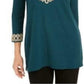 Charter Club Women's Lace-Trim Tunic Top Dark Green Size Extra Large