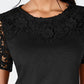 Charter Club Women's Cotton Lace Embellished T-Shirt Black Size X-Small