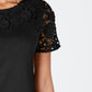 Charter Club Women's Cotton Lace Embellished T-Shirt Black Size X-Small