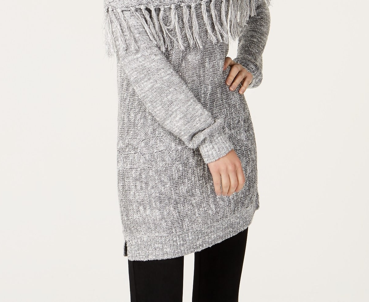 INC International Concepts Women's Foldover Off-The-Shoulder Sweater Gray Size Medium