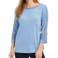 Charter Club Women's Crochet-Inset Top Med Blue Size Extra Large