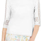 Charter Club Women's Crochet-Inset Top White Size Medium