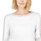 Charter Club Women's Crochet-Inset Top White Size Medium