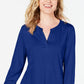 Charter Club Women's Supima Cotton Split-Neck Top  Blue Size XX Large