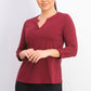 Charter Club Women's Petite Supima Cotton Split-Neck Top Wine Size Medium