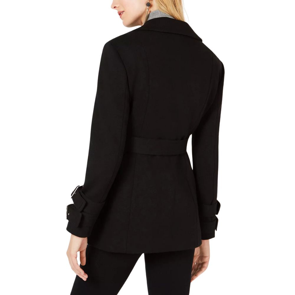 INC International Concepts Women's Belted Ponte-Knit Coat Black Size Extra Large