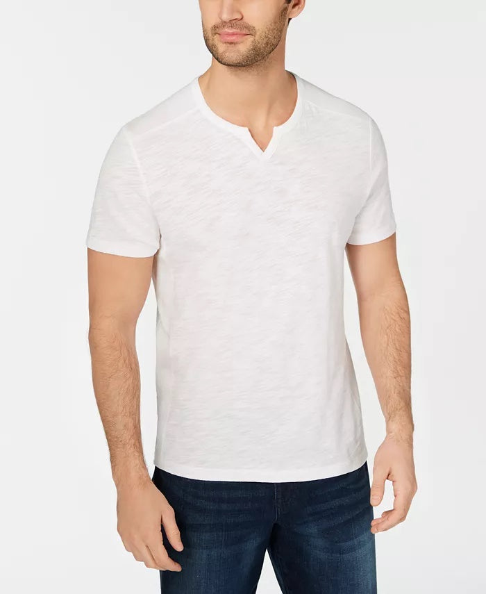 INC International Concepts Men's Ribbed Split Tee White Size X-Large