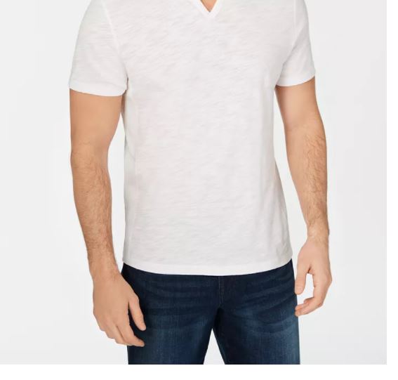 INC International Concepts Men's Ribbed Split Tee White Size X-Large