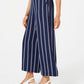 Charter Club Women's Striped Cropped Wide-Leg Pants Intrpd Blue Cmb Size Extra Large
