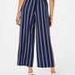 Charter Club Women's Striped Cropped Wide Leg Pants Blue Size Large