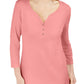 Karen Scott Women's Cotton Henley Top Pink Size Medium