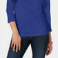 Karen Scott Women's Petite Cotton Henley Shirt Blue Size Small