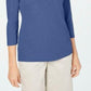 Karen Scott Women's Petite Cotton Scoop-Neck Top Blue Size Petite