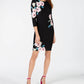 INC International Concepts Women's Long Sleeve Floral Sheath Dress Black Size Petite Small