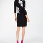 INC International Concepts Women's Long Sleeve Floral Sheath Dress Black Size Petite Small