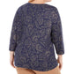 Karen Scott Women's Plus Size Printed Henley Top Blue Size 0X