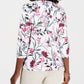 Karen Scott Women's Printed Henley Top White Size Petite Small