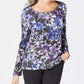 Karen Scott Women's Petite Printed 3/4-Sleeve Top Purple Size Petite X-Large