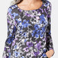 Karen Scott Women's Petite Printed 3/4-Sleeve Top Purple Size Petite X-Large