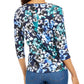 Karen Scott Women's Petite Printed 3/4-Sleeve Top Blue Size P/S Petite