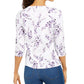 Karen Scott Women's Petite Printed 3/4-Sleeve Top Dark Blue Size Small