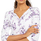 Karen Scott Women's Petite Printed 3/4-Sleeve Top Dark Blue Size Small