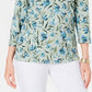 Karen Scott Women's Audra Oasis Printed Top Green Size Petite Small