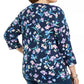 Karen Scott Women's Plus Size Split Neck Floral Top Blue Size X-Large