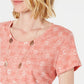 Style & Co Women's Cotton Printed Scoop Neck Top Orange Size X-Small