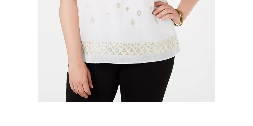 JM Women's Collection Plus Size Embroidered Off-The-Shoulder Top White Size 3X